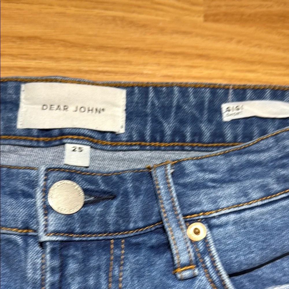 Dear John Blue Denim Jean Shorts Frayed Hem - Picture 2 of 3